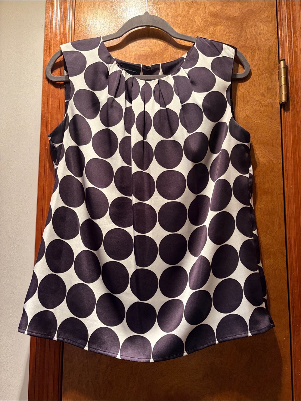 Girls Sleeveless Polka Dot Shell - Black and White